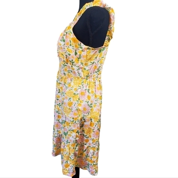 Planet Heart Sz L Yellow Floral Summer Dress 100% Rayon NWT - Picture 4 of 12